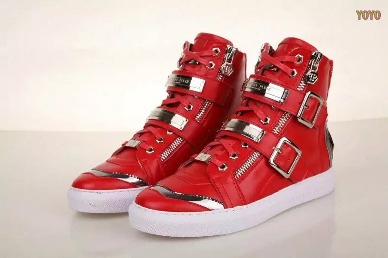 cuir philipp plein femmes hommes collections high-top red